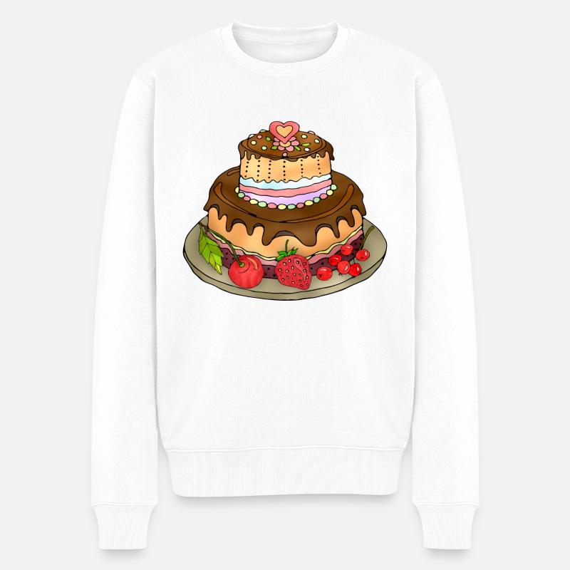 Kuchen - Männer Premium Bio Pullover - Weiß
