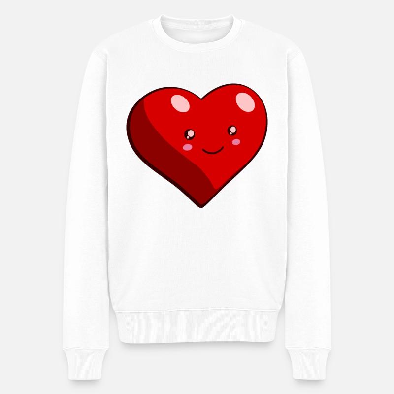 Heart - Männer Premium Bio Pullover - Weiß
