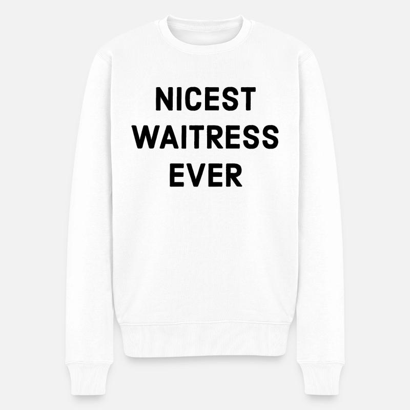 Freundlichste Kellnerin Spruch - Männer Premium Bio Pullover - Weiß