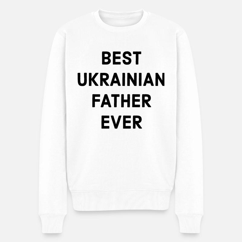 Ukraine Vater - Männer Premium Bio Pullover - Weiß