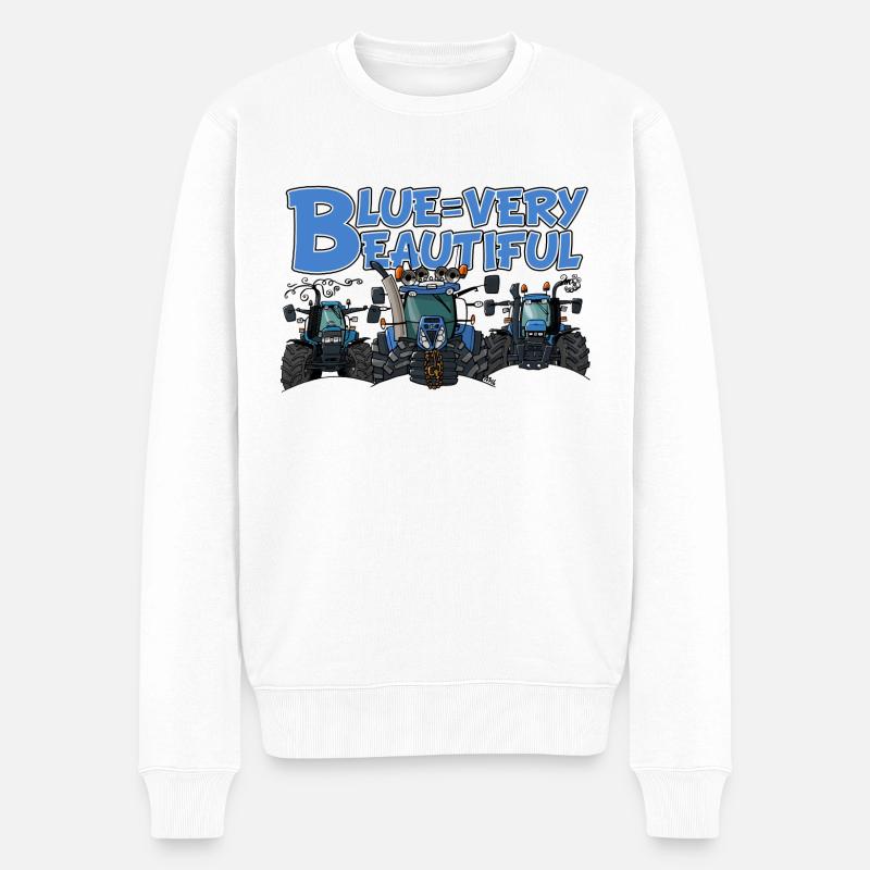 Blau sehrSchön 3 - Männer Premium Bio Pullover - Weiß
