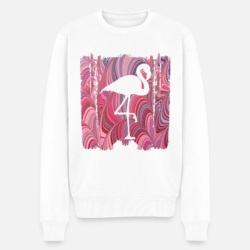 vogel e 117 flamingo - Männer Premium Bio Pullover - Weiß