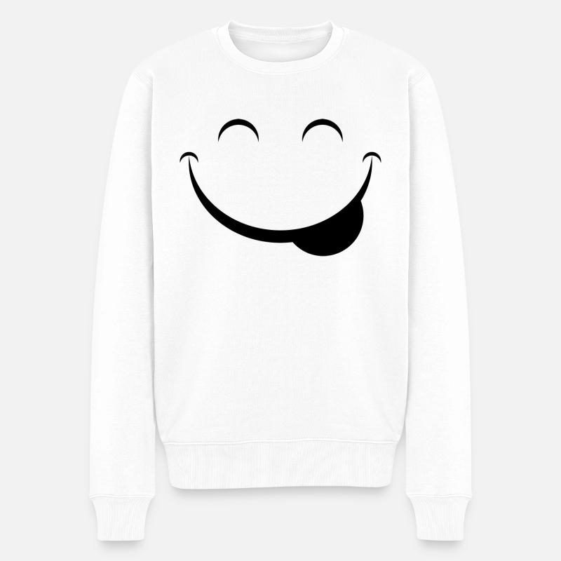 Glücklich - Männer Premium Bio Pullover - Weiß
