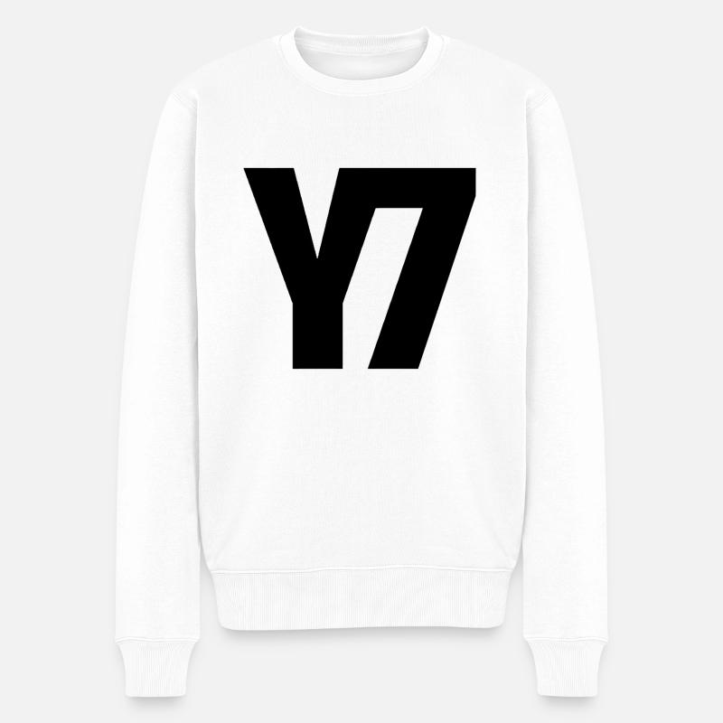 GLCKplus - Y7 logo black - Männer Premium Bio Pullover - Weiß