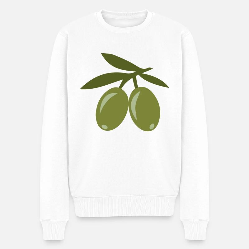 olive - Männer Premium Bio Pullover - Weiß