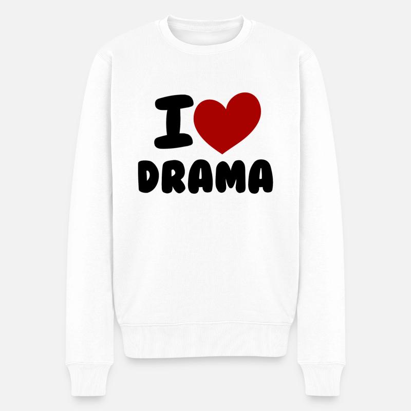 Ich mag Drama - Männer Premium Bio Pullover - Weiß