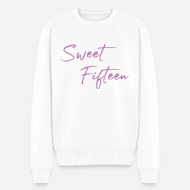 Sweet Fifteen Geschenkidee zum 15. Geburtstag - Männer Premium Bio Pullover - Weiß