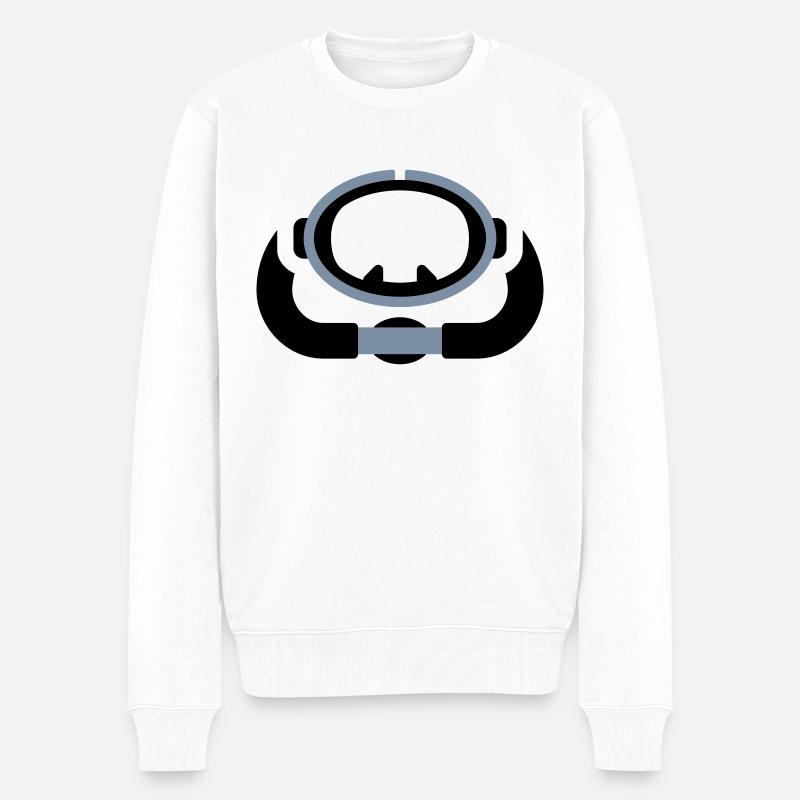 scuba diving retro logo - Männer Premium Bio Pullover - Weiß