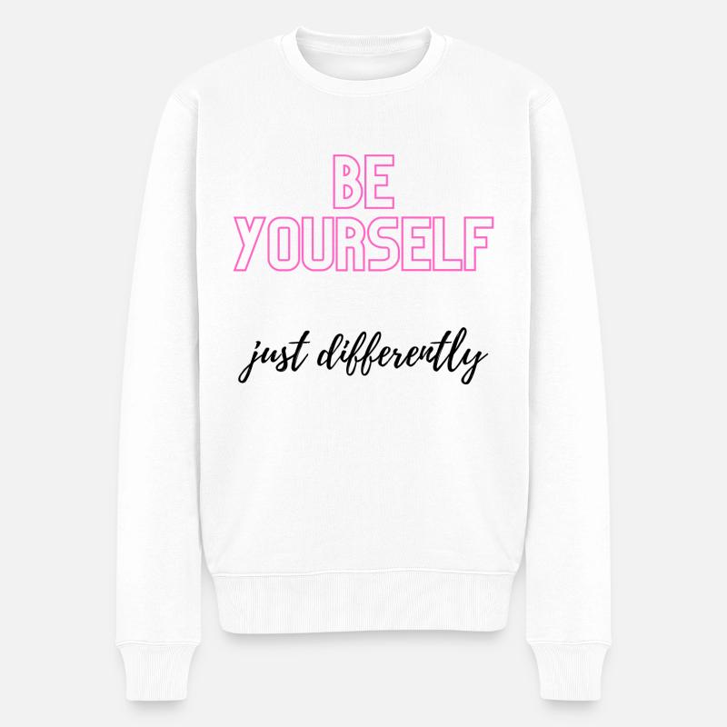 Be Yourself but differently - Männer Premium Bio Pullover - Weiß
