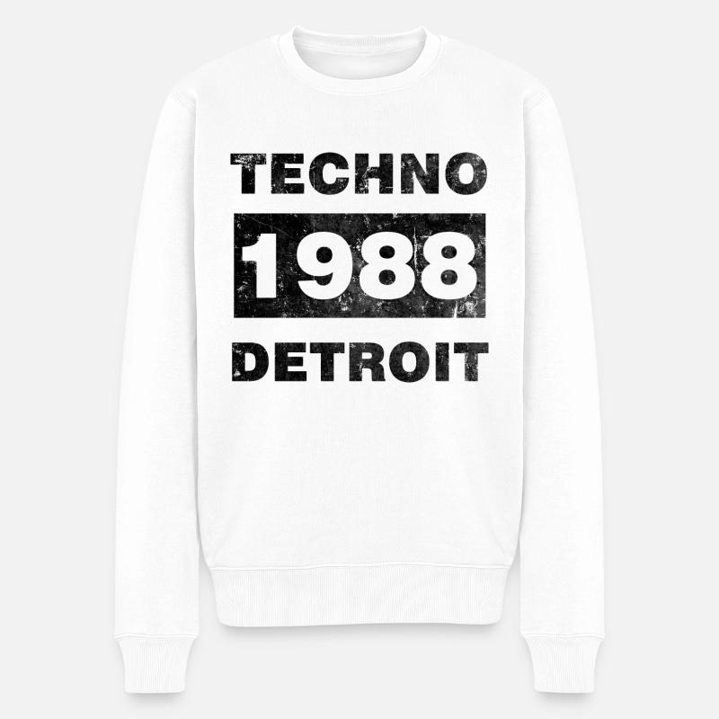 MUSIQUE TECHNO NOIR - Pull Premium bio Homme - blanc