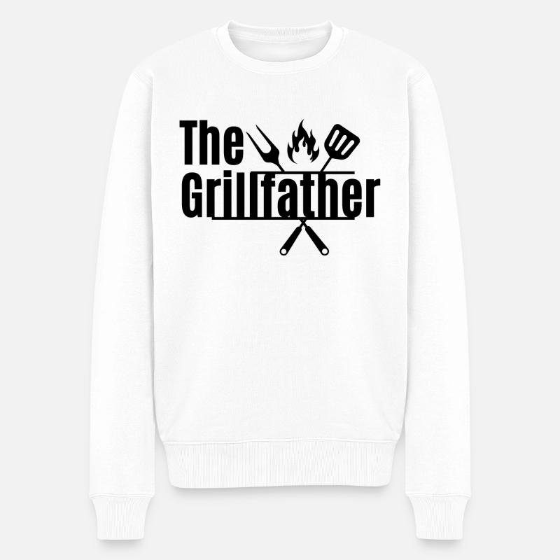Der Grillvater - Männer Premium Bio Pullover - Weiß