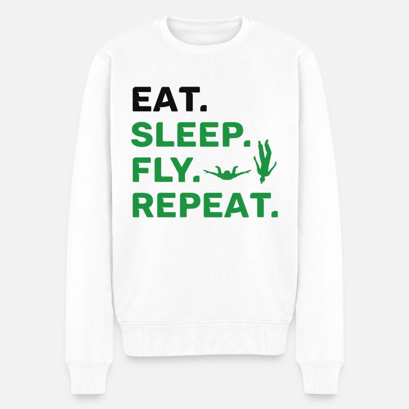 Eat Sleep Fly Repeat - Männer Premium Bio Pullover - Weiß