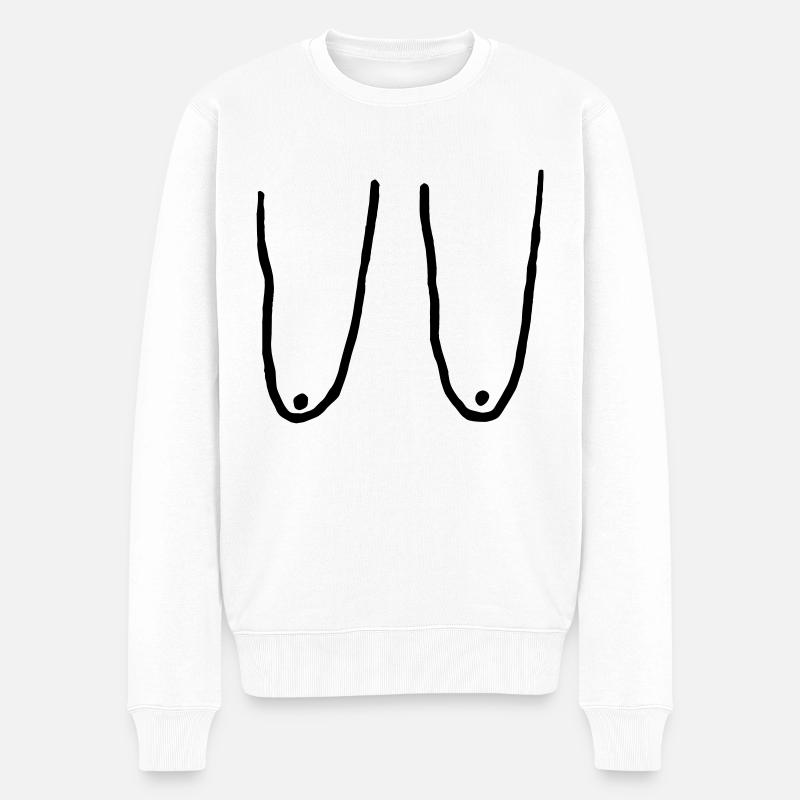 Brüste, Brüste, Brust - Männer Premium Bio Pullover - Weiß