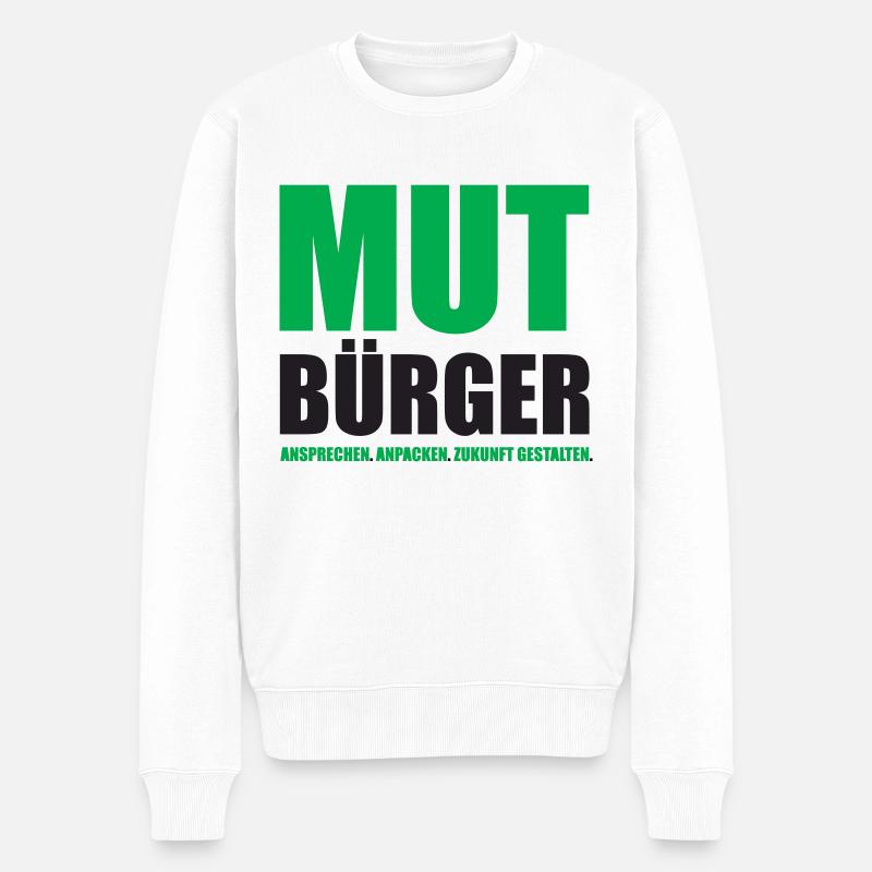 Mutbürger - Ansprechen Anpacken Zukunft Gestalten - Männer Premium Bio Pullover - Weiß