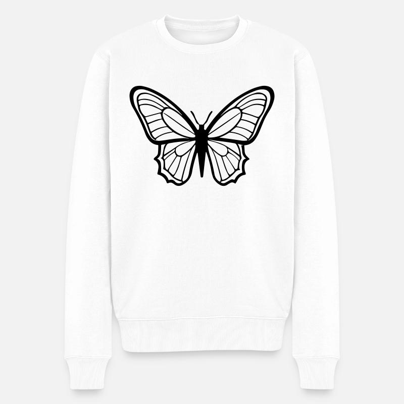 Kleiner Schmetterling - Männer Premium Bio Pullover - Weiß