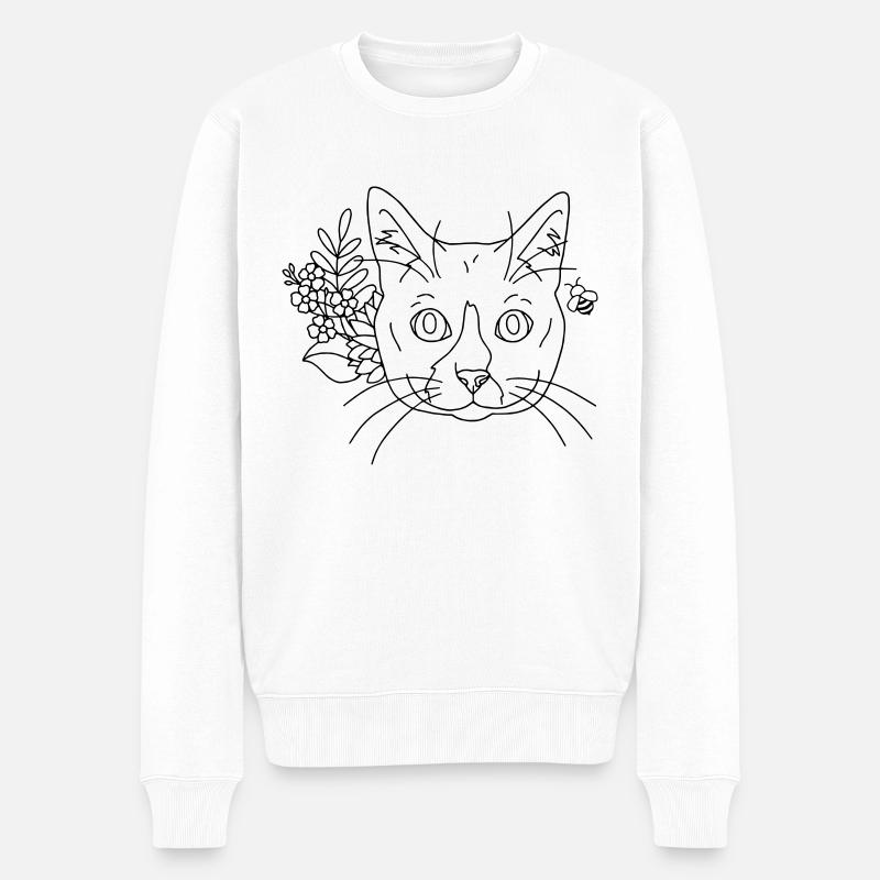 Katzenblumen - Männer Premium Bio Pullover - Weiß