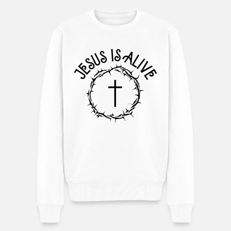 Jesus is alive - Männer Premium Bio Pullover - Weiß