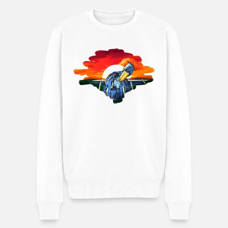 Schuhschnabel Vogel Ornithologe Wald I Geschenk - Männer Premium Bio Pullover - Weiß