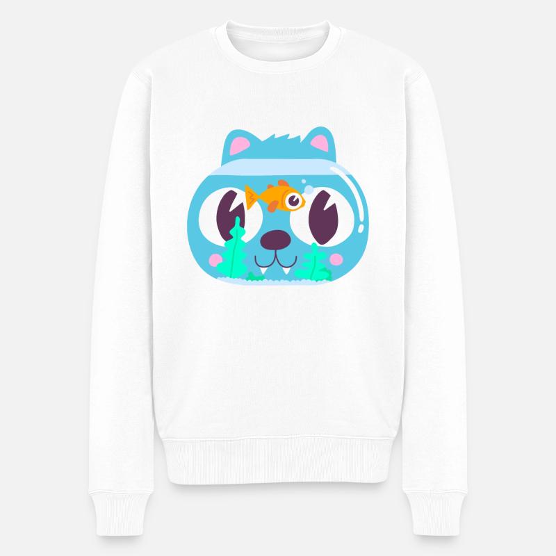 Katze im Goldfischglas - Männer Premium Bio Pullover - Weiß