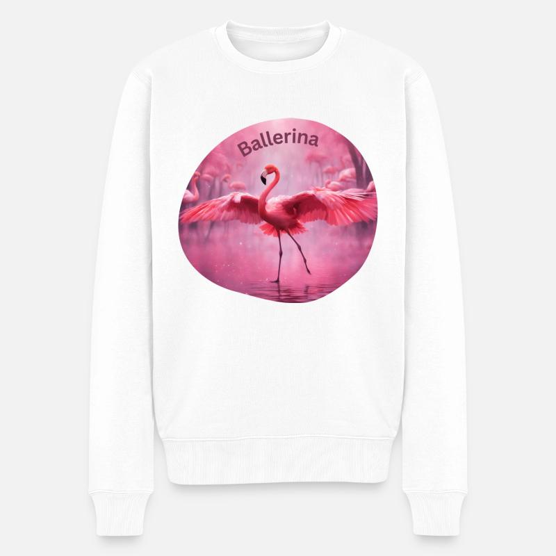 Flamingo Ballerina - Männer Premium Bio Pullover - Weiß
