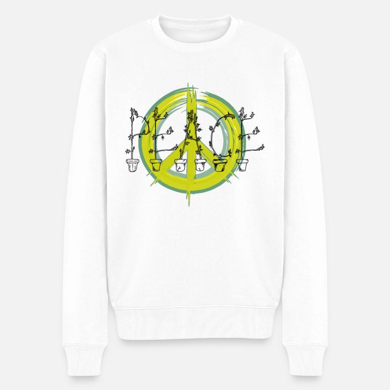 PEACE - Männer Premium Bio Pullover - Weiß