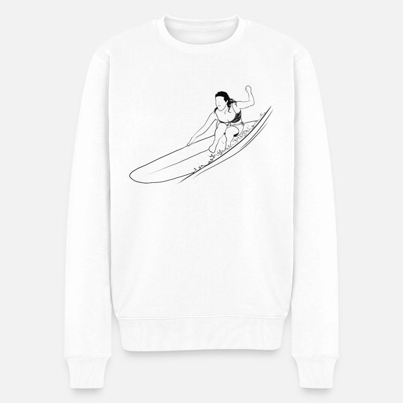 Surfgirl - Männer Premium Bio Pullover - Weiß