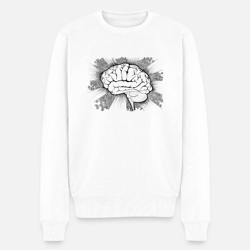 Gehirnkirmes Doodle Design - Männer Premium Bio Pullover - Weiß