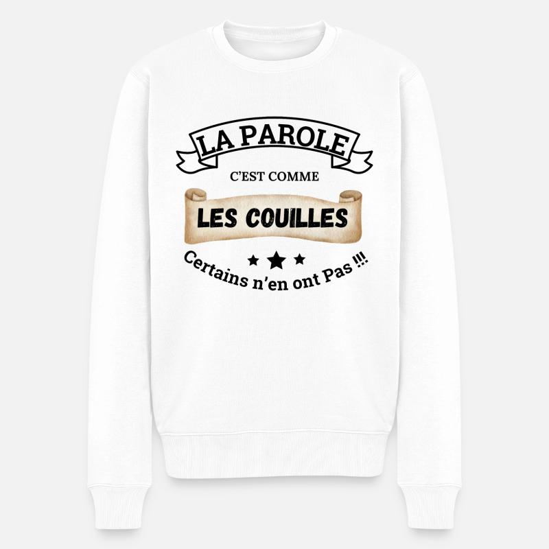 Sprache ist wie Bälle - Männer Premium Bio Pullover - Weiß