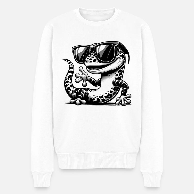 Gecko avec lunettes de soleil - Pull Premium bio Homme - blanc
