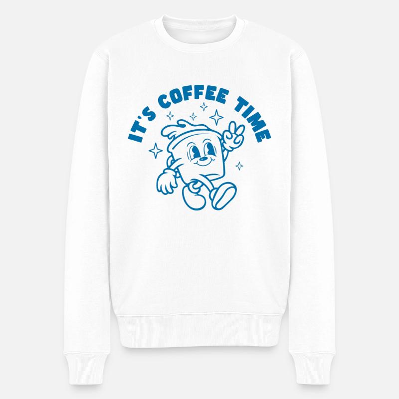 Kaffee und gute laune - Männer Premium Bio Pullover - Weiß