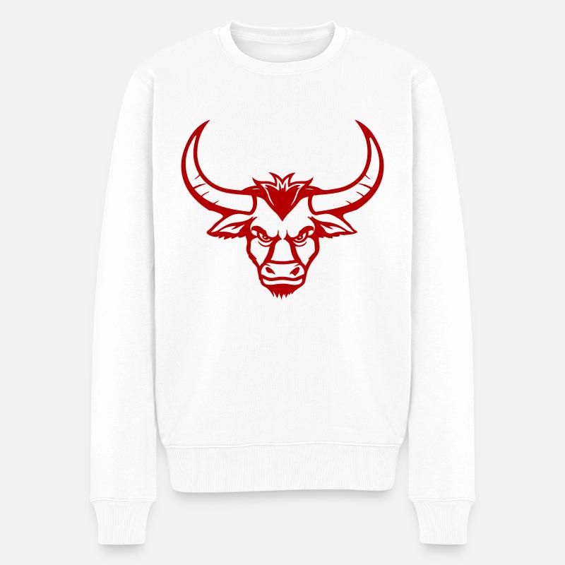 Tête d’animal taureau 1 - Pull Premium bio Homme - blanc