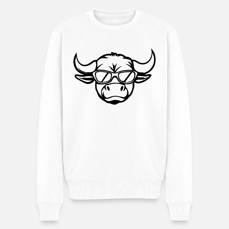 stier comic gesicht - Männer Premium Bio Pullover - Weiß