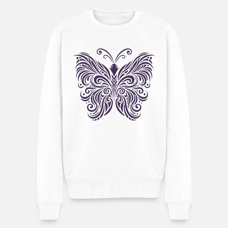 Schmetterling Butterfly - Männer Premium Bio Pullover - Weiß