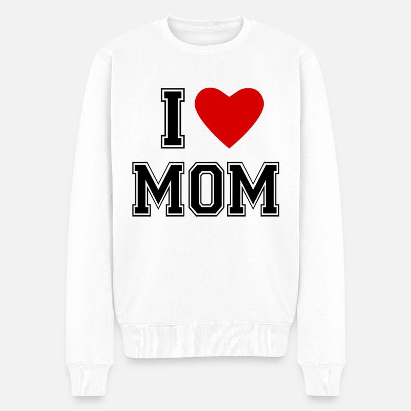 I LOVE MOM - Männer Premium Bio Pullover - Weiß