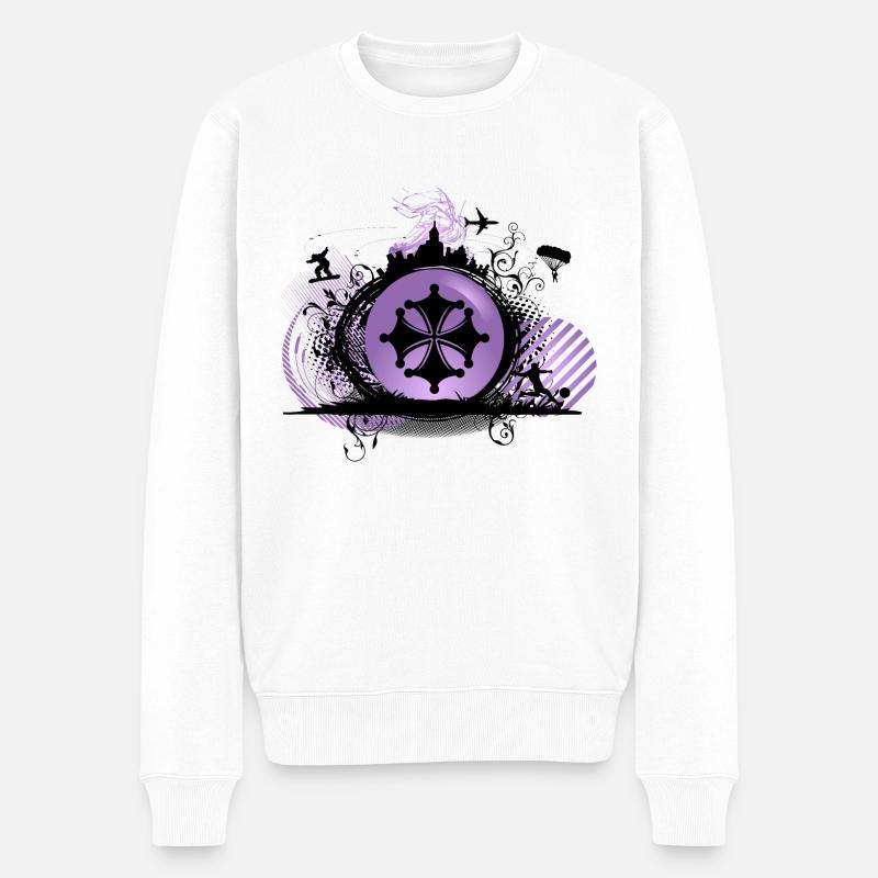 croix_occitane2_violet - Männer Premium Bio Pullover - Weiß