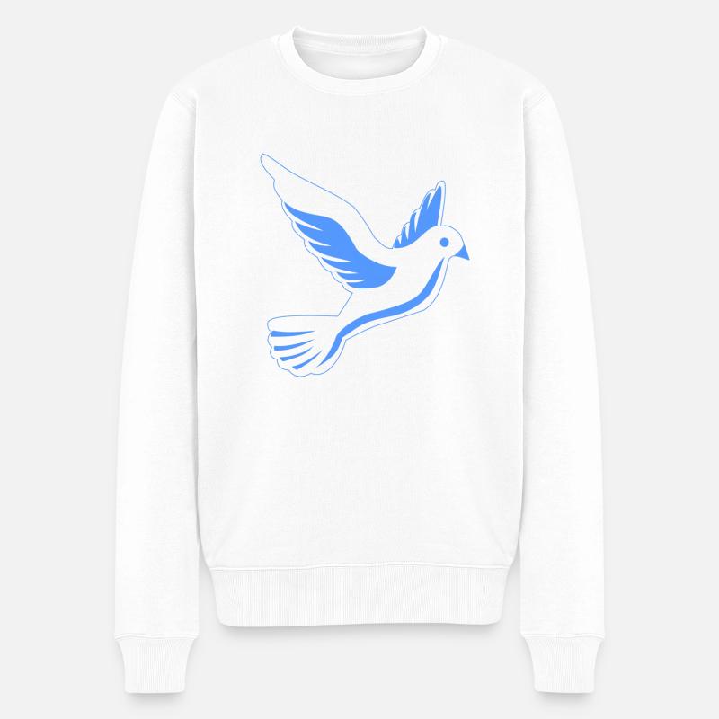 Taube im Flug - Männer Premium Bio Pullover - Weiß