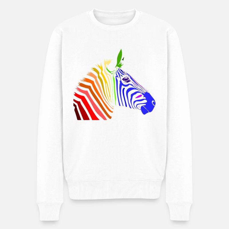 Zebra; Punk Zebra; Rainbow Zebra - Männer Premium Bio Pullover - Weiß