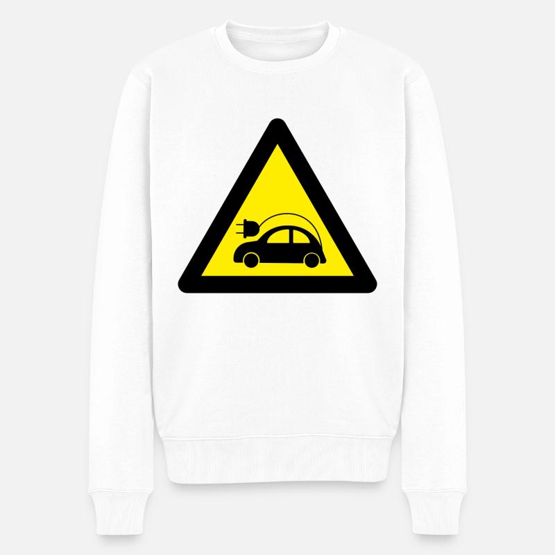 E Auto Achtung e-auto Warnschild - Männer Premium Bio Pullover - Weiß