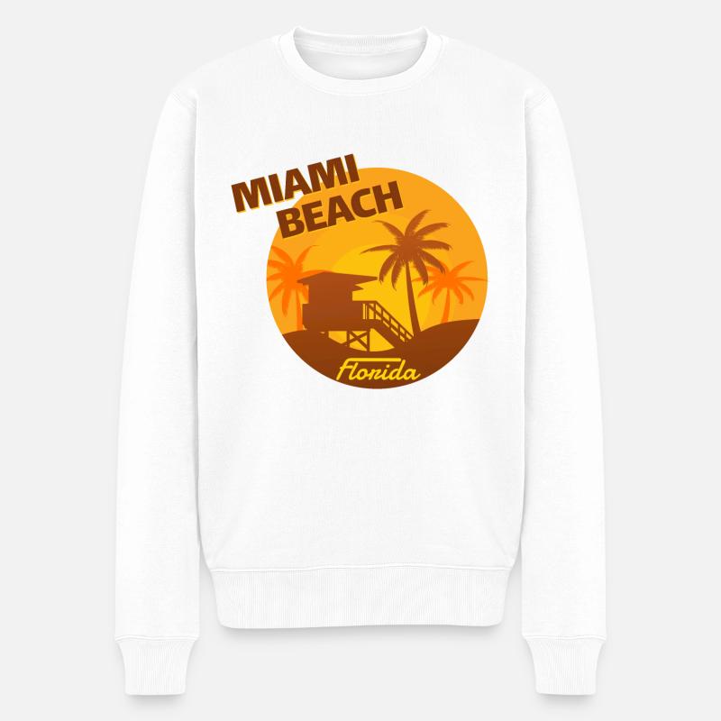 Miami Beach Florida - Männer Premium Bio Pullover - Weiß