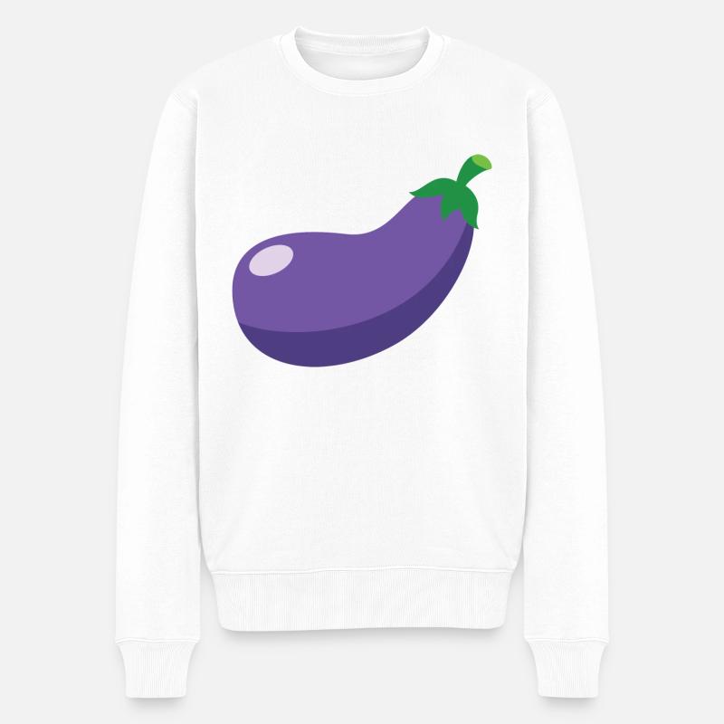 Aubergine - Männer Premium Bio Pullover - Weiß