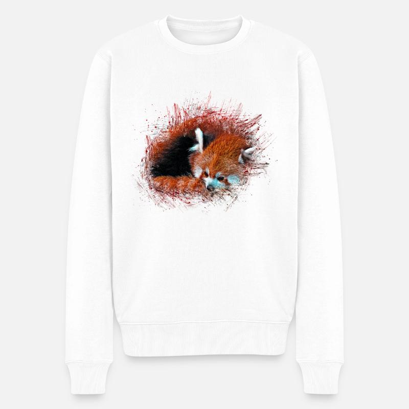 Ours panda rouge - Pull Premium bio Homme - blanc