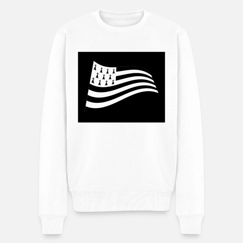 Bretonische Flagge im Wind - Männer Premium Bio Pullover - Weiß