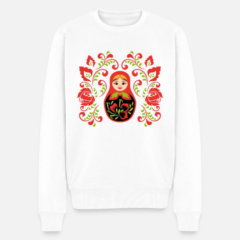 Matryochka cadeau URSS Russie poupée - Pull Premium bio Homme - blanc