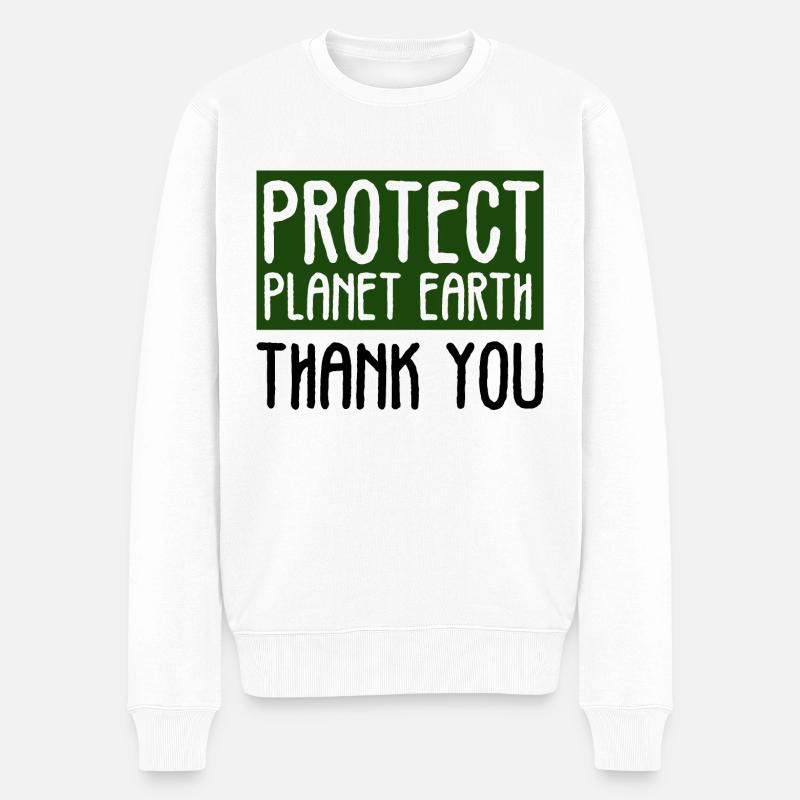 protège la planète Terre merci - Pull Premium bio Homme - blanc