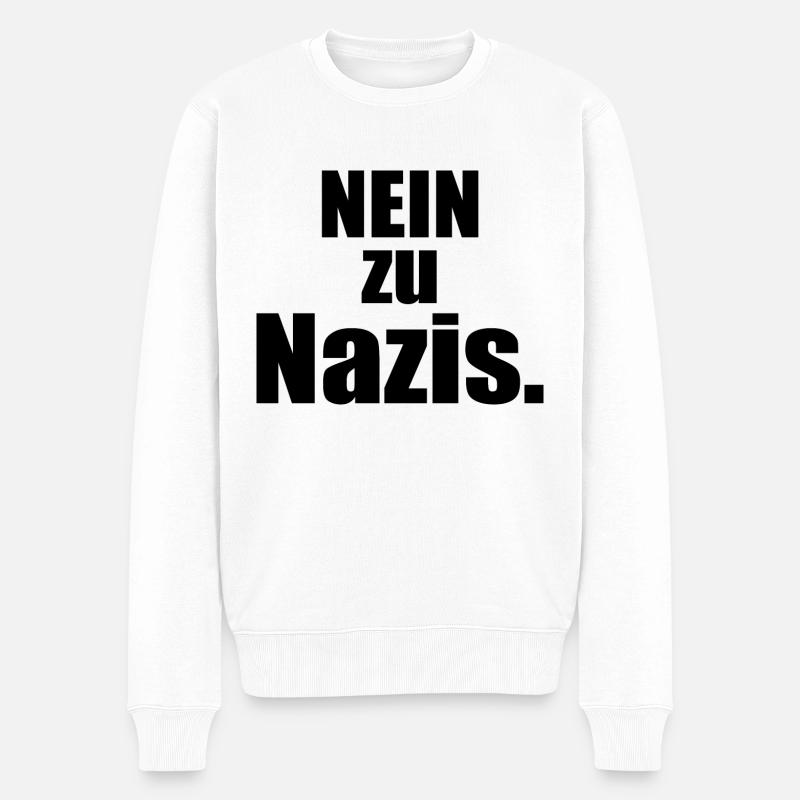 Nein zu nazis - Männer Premium Bio Pullover - Weiß