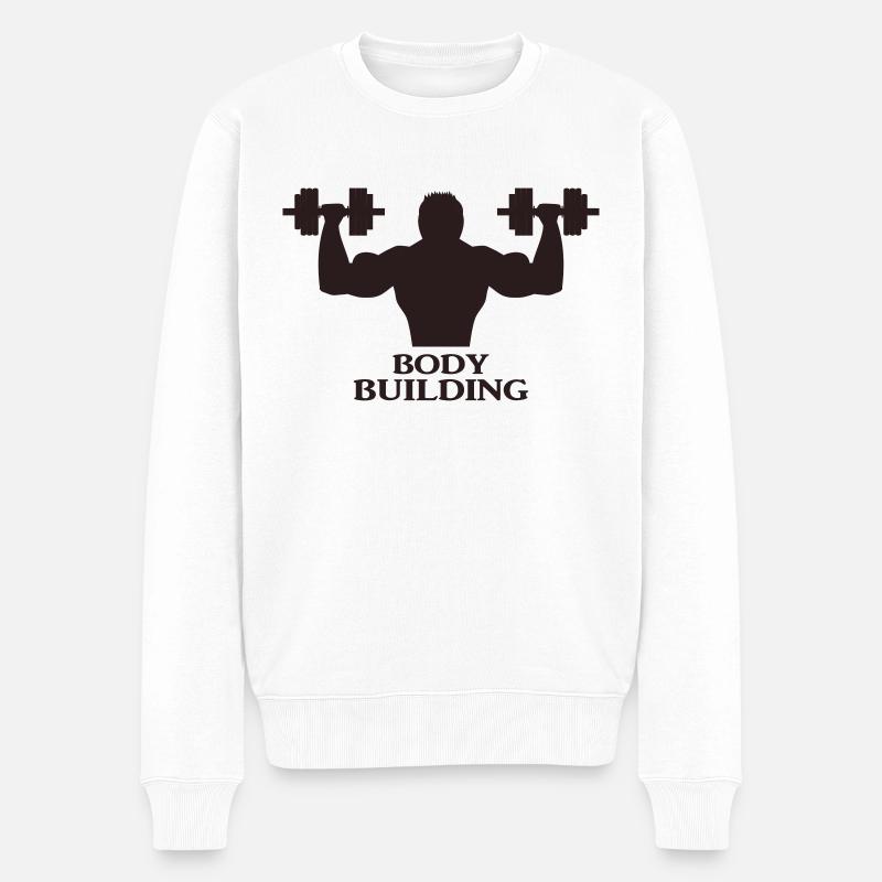 Bodybuilder mit Hanteln - Männer Premium Bio Pullover - Weiß