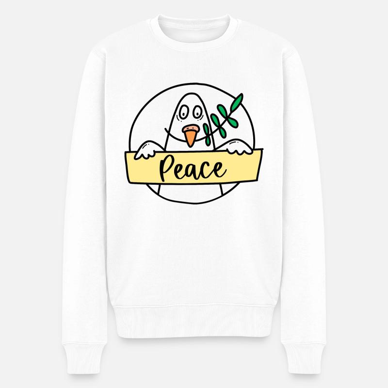 Friedenstaube "Peace" - Männer Premium Bio Pullover - Weiß