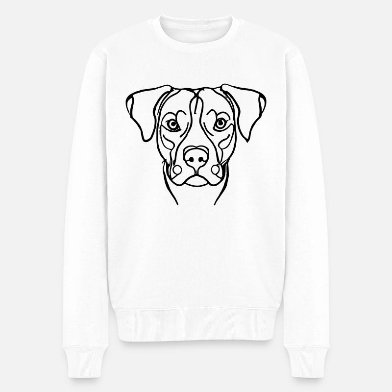 Hundegesicht Line Art Geschenkidee - Männer Premium Bio Pullover - Weiß