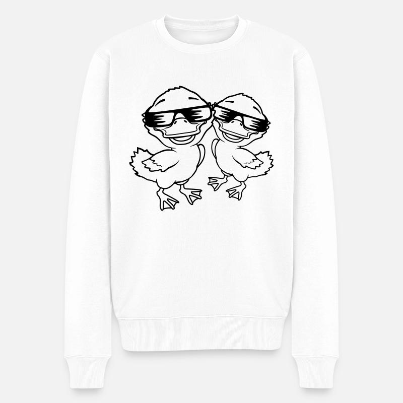 Team 2 coole Entenküken - Männer Premium Bio Pullover - Weiß