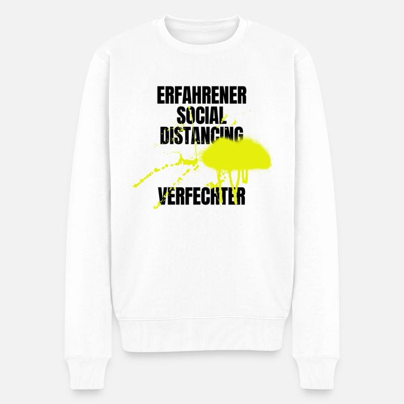Social Distancing - Männer Premium Bio Pullover - Weiß